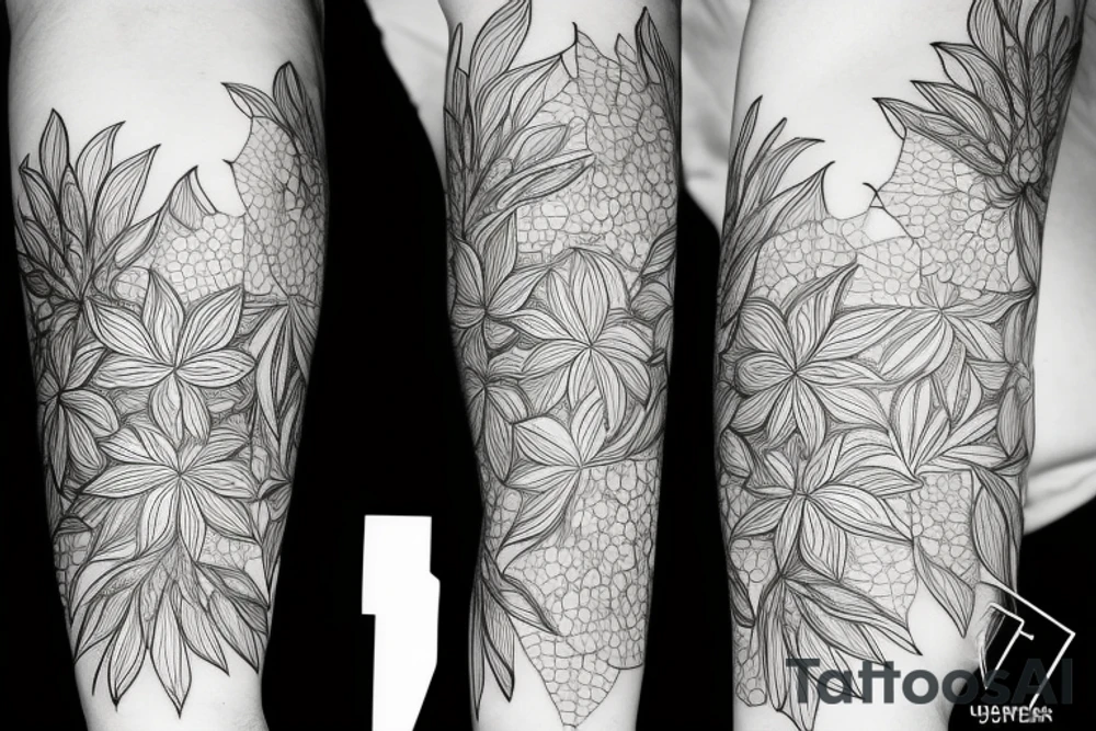 Cluster amaryllis sleeve sketch tattoo idea