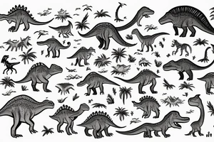 Dinosaurs in the jungle tattoo idea
