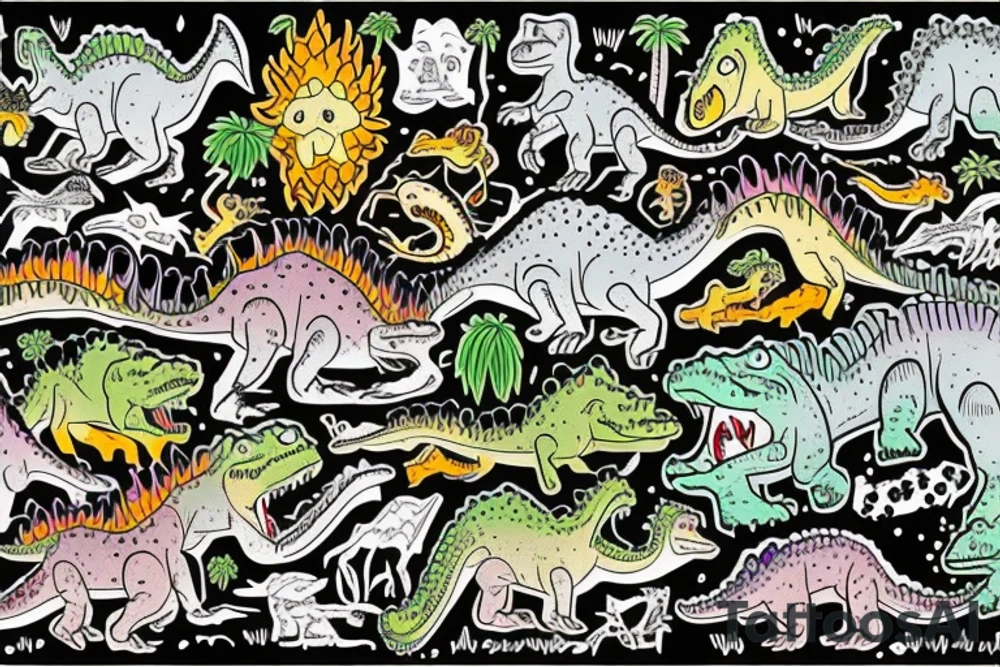 Dinosaurs in the jungle tattoo idea