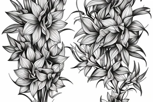 Cluster amaryllis sleeve sketch tattoo idea