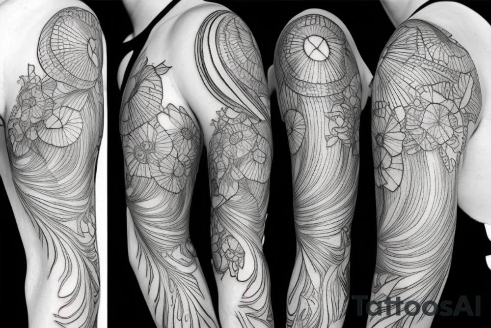 Cluster amaryllis sleeve sketch tattoo idea