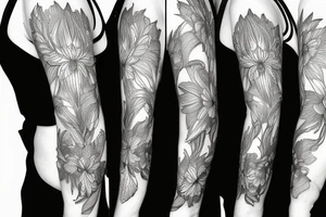 Cluster amaryllis sleeve sketch tattoo idea