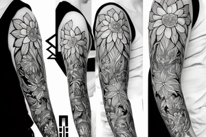 Cluster amaryllis sleeve sketch tattoo idea