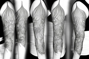 Cluster amaryllis sleeve sketch tattoo idea