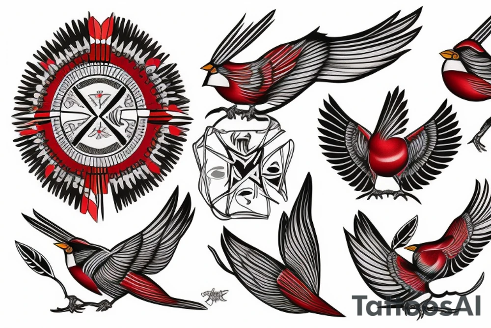 Native American cardinal tattoo idea