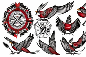 Native American cardinal tattoo idea