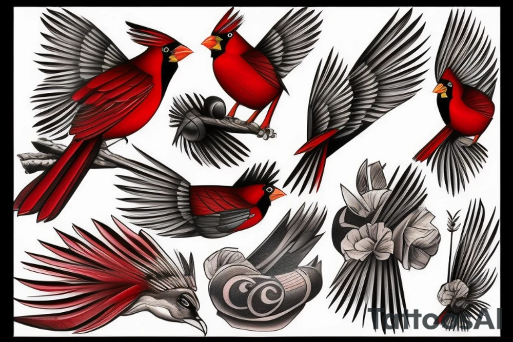 Native American cardinal tattoo idea