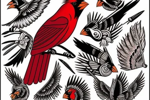 Native American cardinal tattoo idea