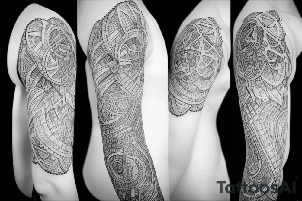 sketch sleeve black background lycorise tattoo idea