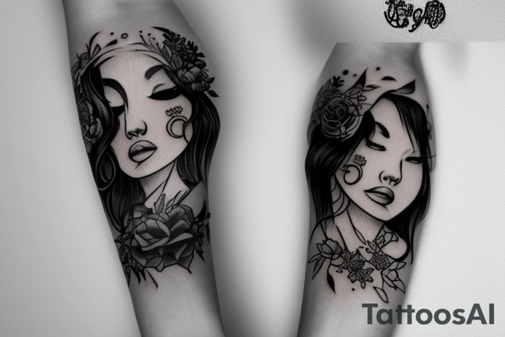 sketch sleeve black background tattoo idea