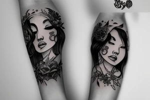 sketch sleeve black background tattoo idea
