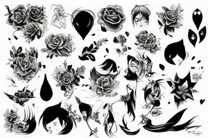 sketch sleeve black background tattoo idea