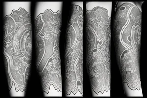 sketch sleeve black background tattoo idea