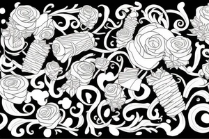 white licorice on black background tattoo idea