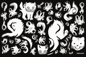 white cat paws on a black background tattoo idea