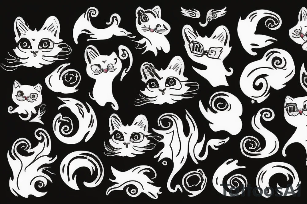 white cat paws on a black background tattoo idea