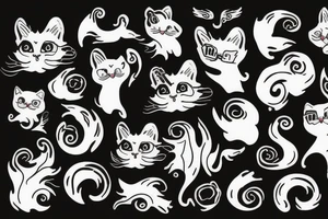 white cat paws on a black background tattoo idea