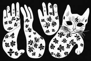 white cat paws on a black background tattoo idea