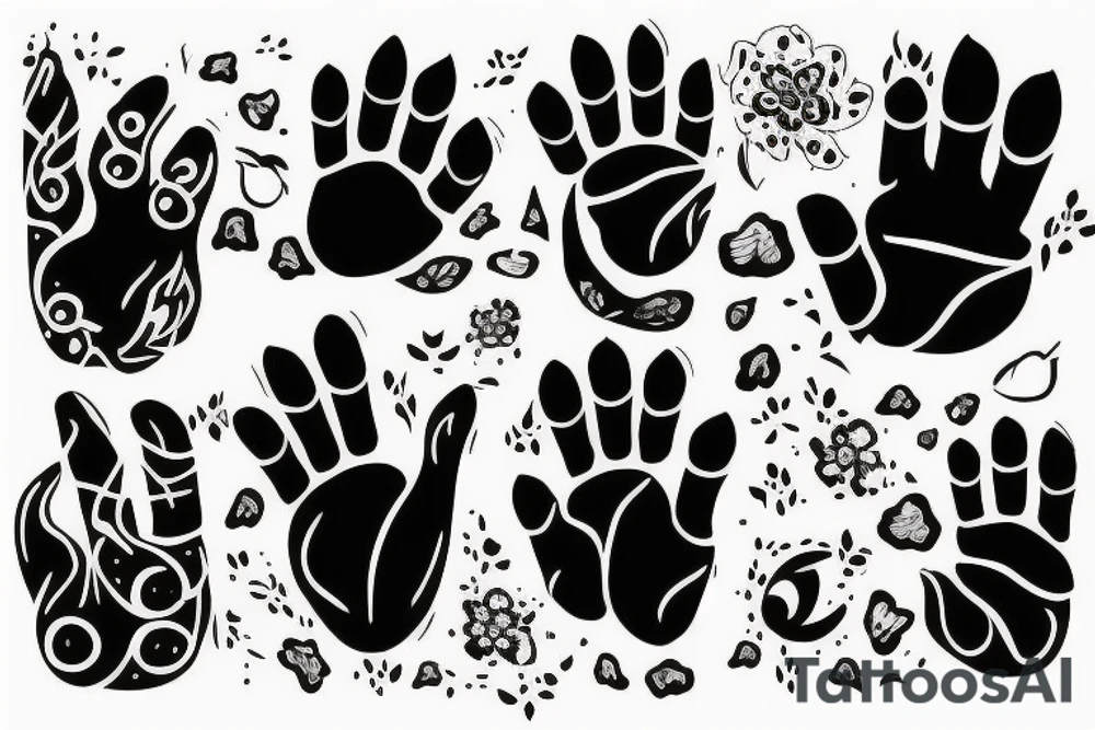 cat paws on a black background tattoo idea