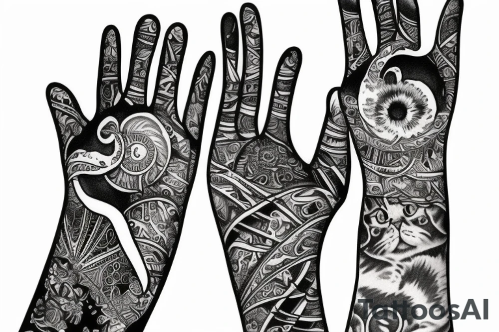 cat's paws sleeve tattoo idea