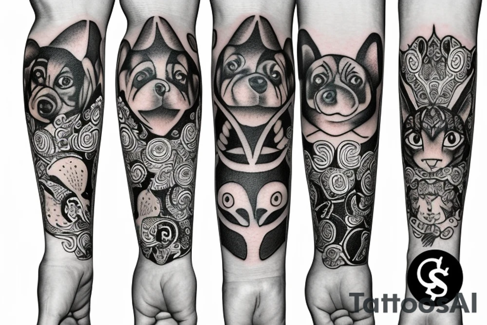 paws sleeve tattoo idea