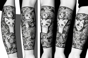 paws cat sleeve tattoo idea