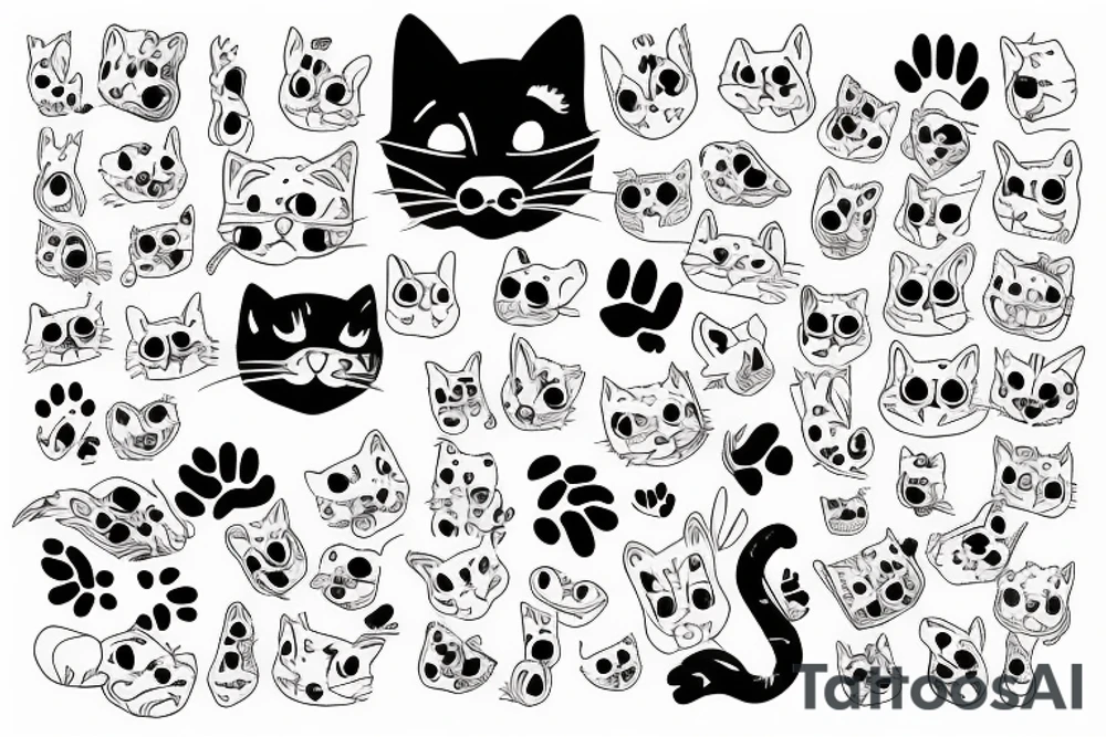 paws cat sleeve tattoo idea