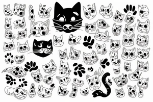 paws cat sleeve tattoo idea