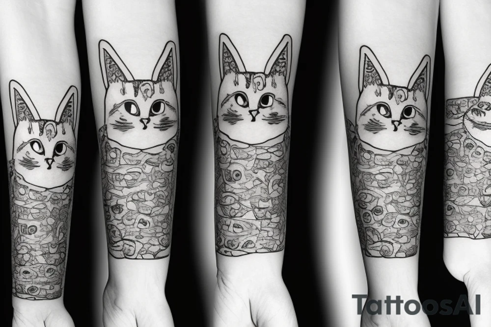 paws cat sleeve tattoo idea