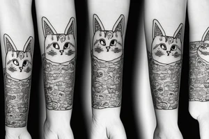 paws cat sleeve tattoo idea