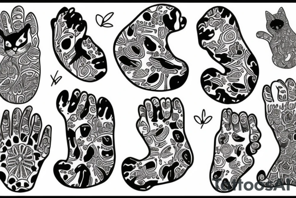 paws cat sleeve tattoo idea