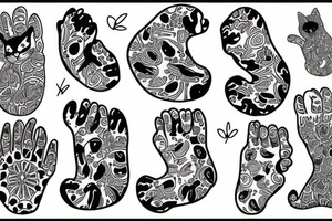 paws cat sleeve tattoo idea