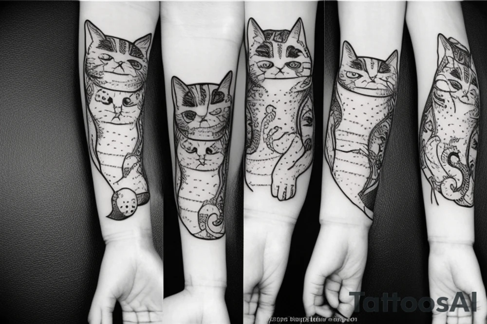 paws cat sleeve tattoo idea
