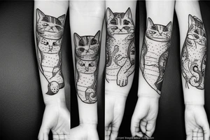 paws cat sleeve tattoo idea