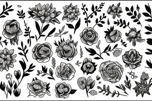 wildflowers on black backing sleeve tattoo idea