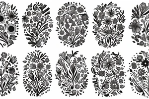 wildflowers on black backing sleeve tattoo idea