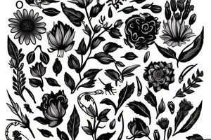 wildflowers on black backing sleeve tattoo idea