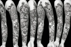 wildflowers on black backing sleeve tattoo idea