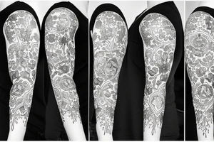 white wildflowers on black backing sleeve tattoo idea