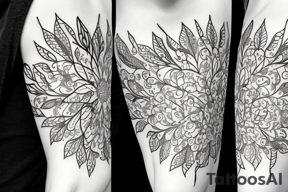 white wildflowers on black backing sleeve tattoo idea