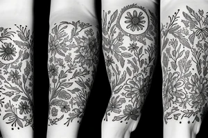 white wildflowers on black backing sleeve tattoo idea