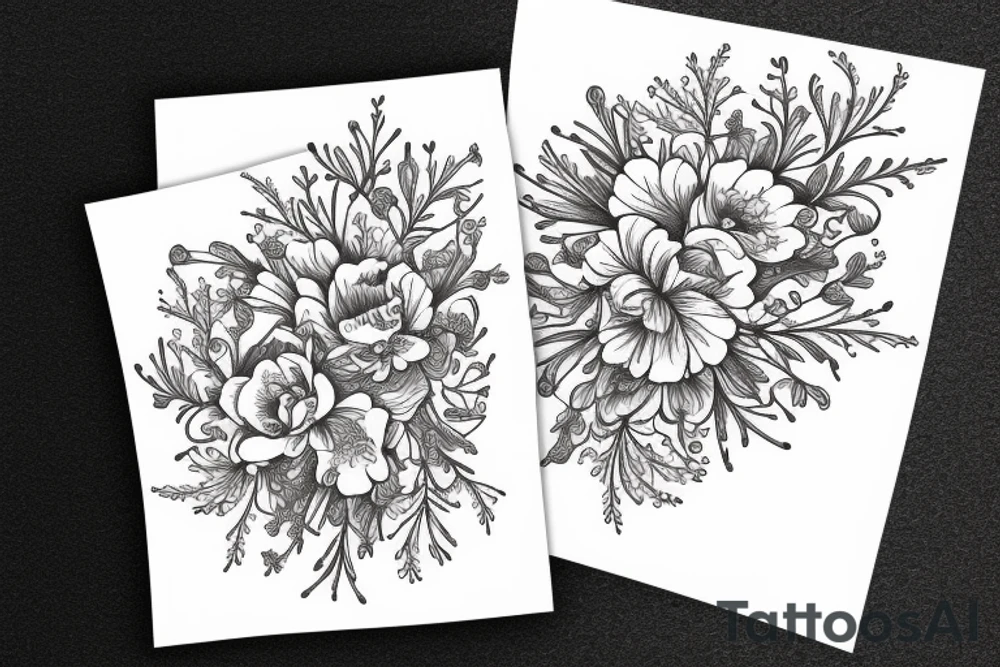 white wildflowers on black backing sleeve tattoo idea