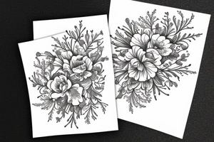 white wildflowers on black backing sleeve tattoo idea