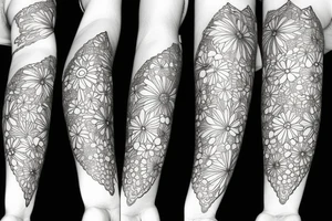 white wildflowers on black backing sleeve tattoo idea