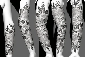 white wildflowers on black backing sleeve tattoo idea