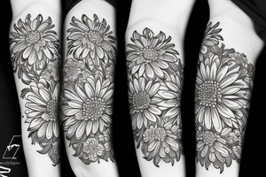 white wchrysanthemums on black backing sleeve tattoo idea