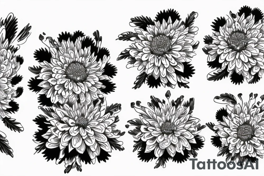 white wchrysanthemums on black backing sleeve tattoo idea