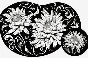 white wchrysanthemums on black backing sleeve tattoo idea