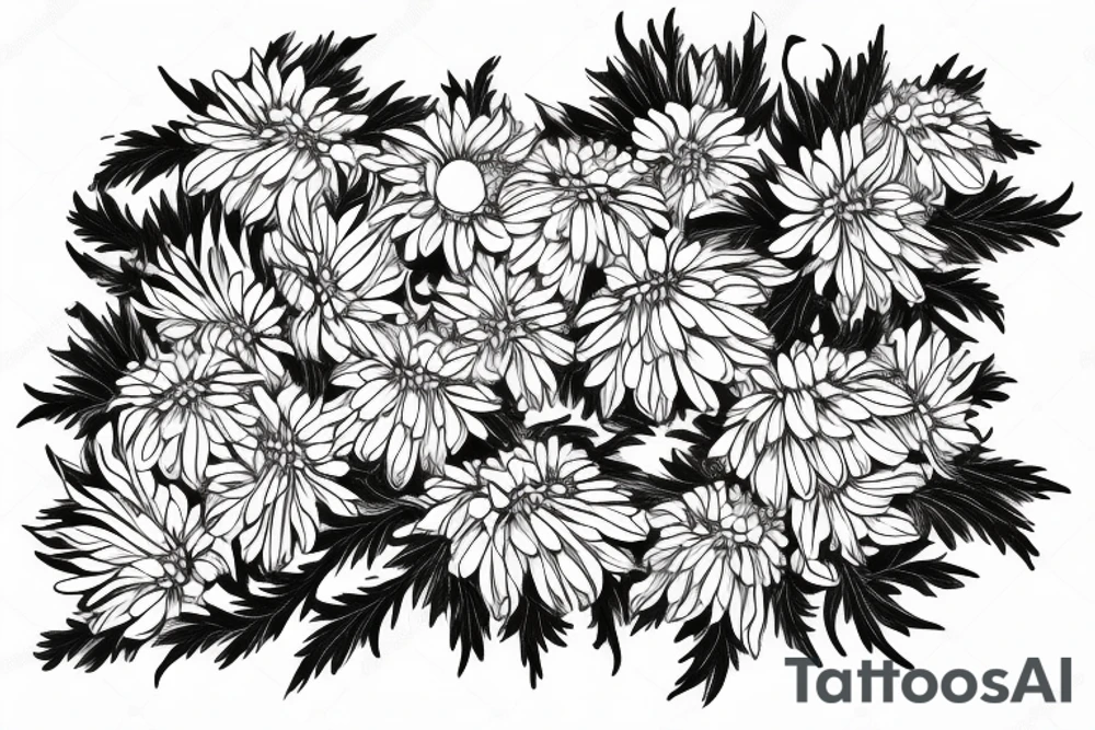 white wchrysanthemums on black backing sleeve tattoo idea