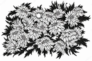 white wchrysanthemums on black backing sleeve tattoo idea